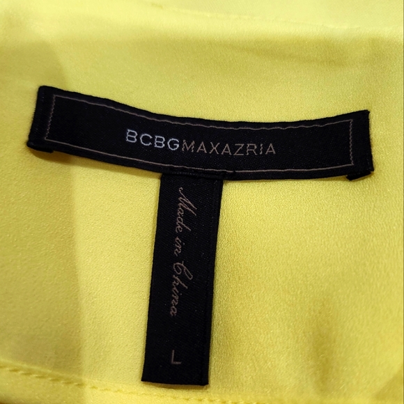 BCBG MaxAzria High-waisted BackZipper Yellow Pants Size L - Picture 3 of 3